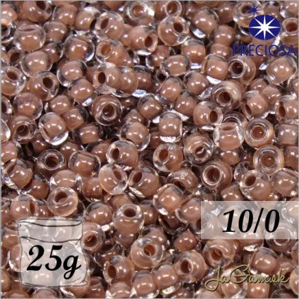 Rokajl Preciosa 10/0 Priehľadná s hnedým prieťahom č.08A19-25g (PR10050)